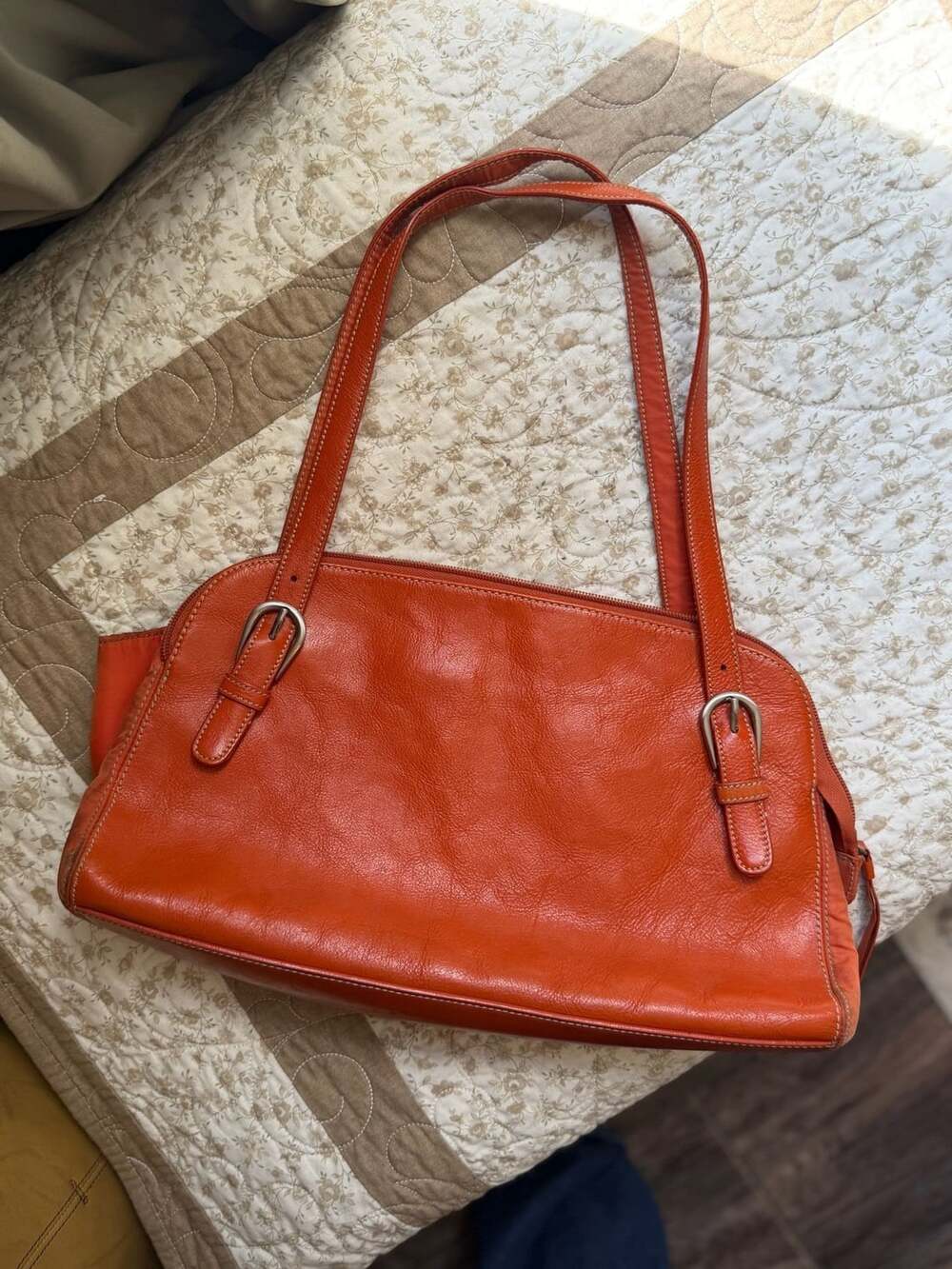 Franco Sarto Orange Leather Shoulder Bag